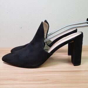 Adrienne Vittadini Size 10 Nella Mule Heels Black‎ Faux Suede Evening Cocktail
